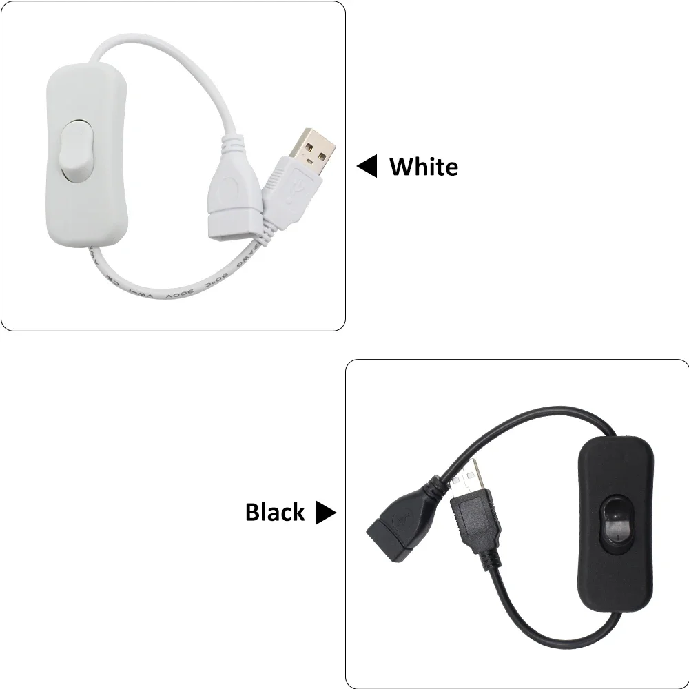 30CM DC Extended Extension Switch USB Cable With Switch Button Power Cord Long Life Lamp Charger Adapter