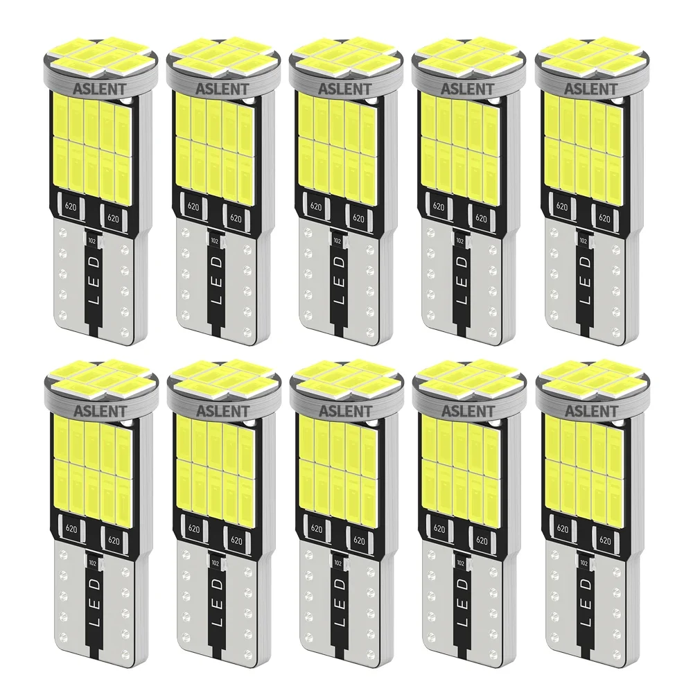 10 Uds W5W Led T10 168 194 lámpara de señal Canbus 4014 26SMD para luces de techo de mapa Interior de coche luces de posición de estacionamiento blanco 6000K