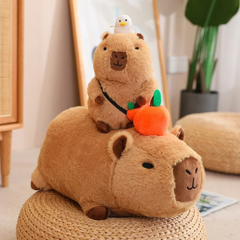 Capybara Plush ของเล่นจําลอง Capibara คอสเพลย์ยูนิคอร์นชุดไดโนเสาร์ Boba ขนมปังผลไม้อาหาร Decor นก Bubble ตุ๊กตาสัตว์