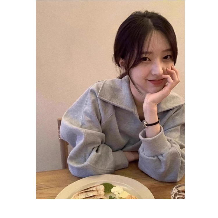 Chic Autumnal Lapel Hoodie Women's Long Sve Cotton Inner Premium Feel Unique Sle for Young Women Aged 8-24