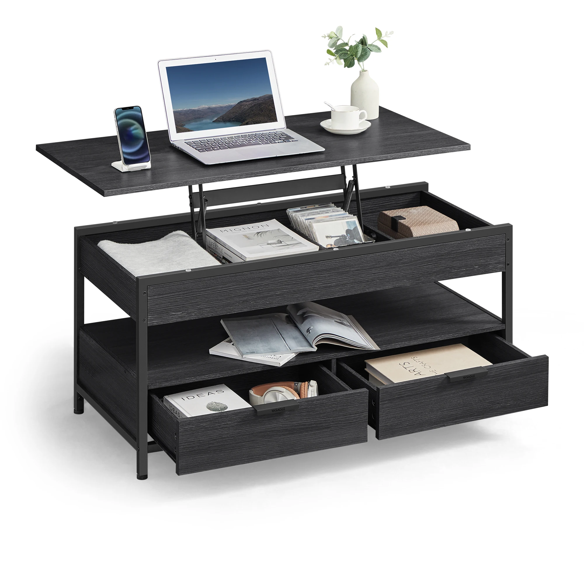 VASAGLE salontafel, in hoogte verstelbare woonkamertafel, salontafel