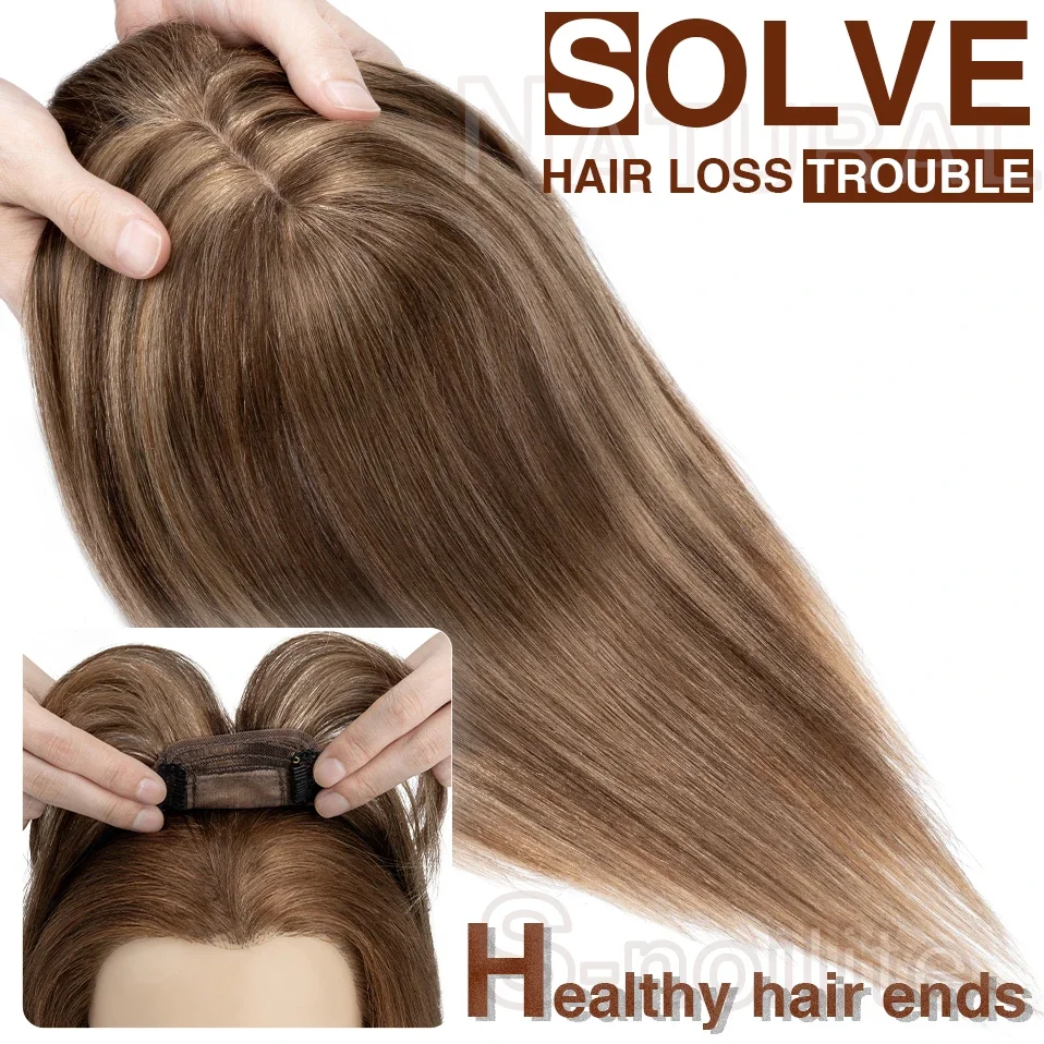 S-Noilte 7X13Cm Tóc Trang Trí Đồ Tóc Lụa Đế Tóc Cilp 18 Inch Tự Nhiên Tóc Giả 100% Con Người Tóc Trong Bộ Tóc Giả Giả Tóc