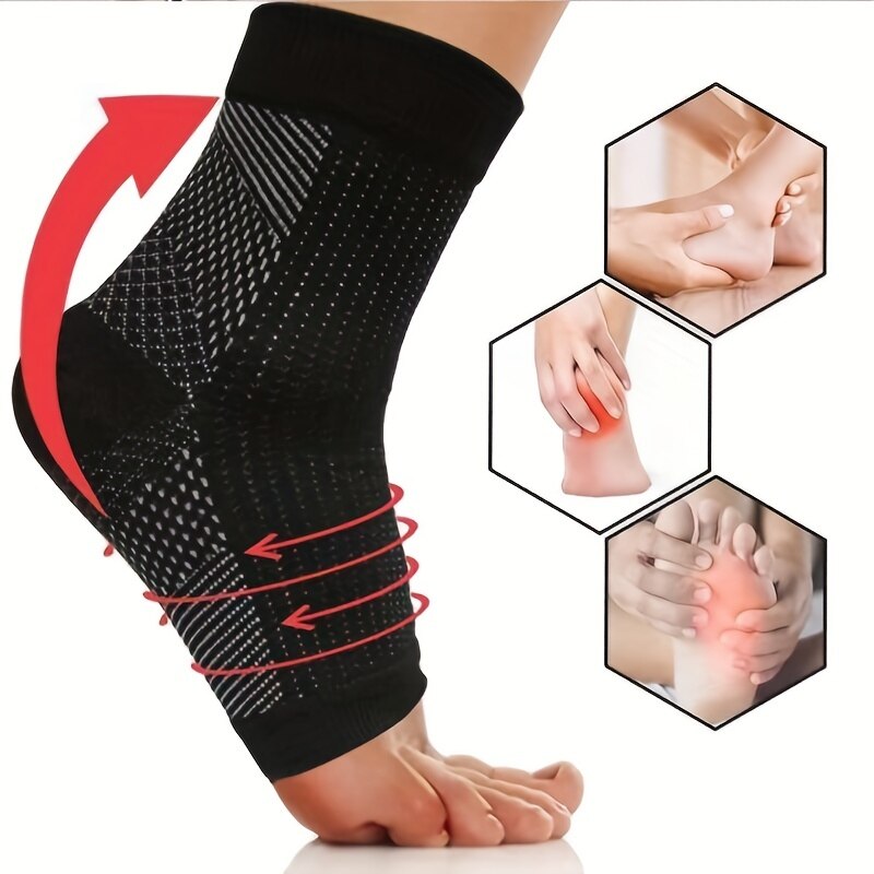 2 pares de calcetines de compresión para el tobillo, diseño de dedos abiertos para aliviar el dolor de la fascitis plantar