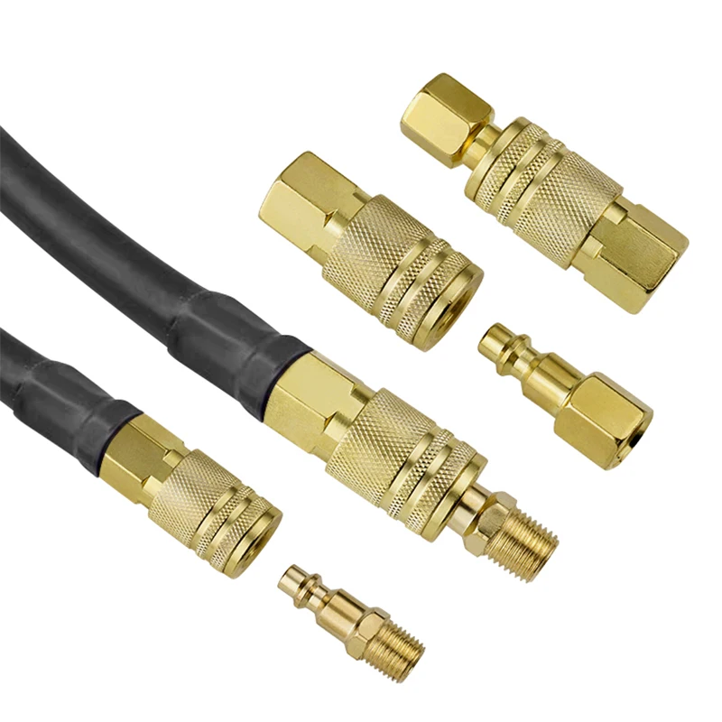 Juego de acopladores rápidos de 1/4 ", 5 uds., pines de enchufe de manguera de aire sólido, accesorios de conector de extremo de línea de manguera de aire giratorios para piezas neumáticas de compresión