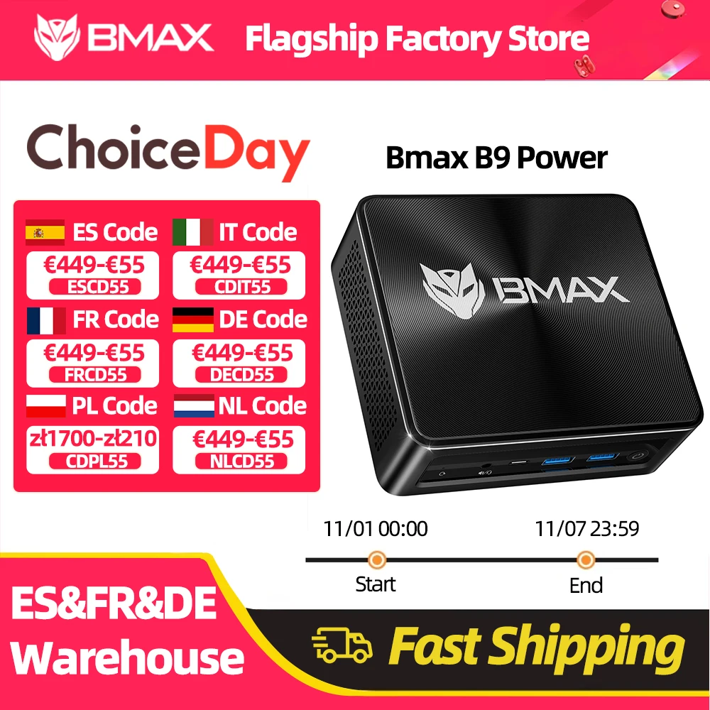 Bmax B9 Power Mini Pc Intel Core I9-12900H 14 Cores Max 5.0Ghz 24Gb 32Gb Ram 1Tb SSD Wifi 6 Bluetooth 5.2