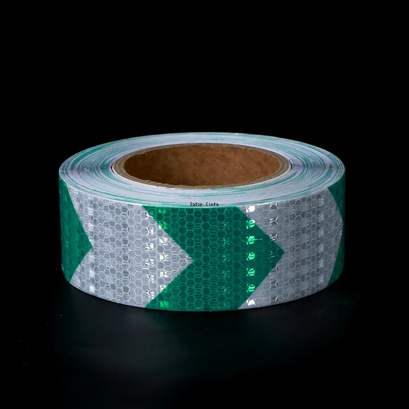 5CM*5M Arrow Reflective Material White-Green Waterproof Adhesive Car Sticker Warning Safety Tape Reflectors Strip For Motorcycle