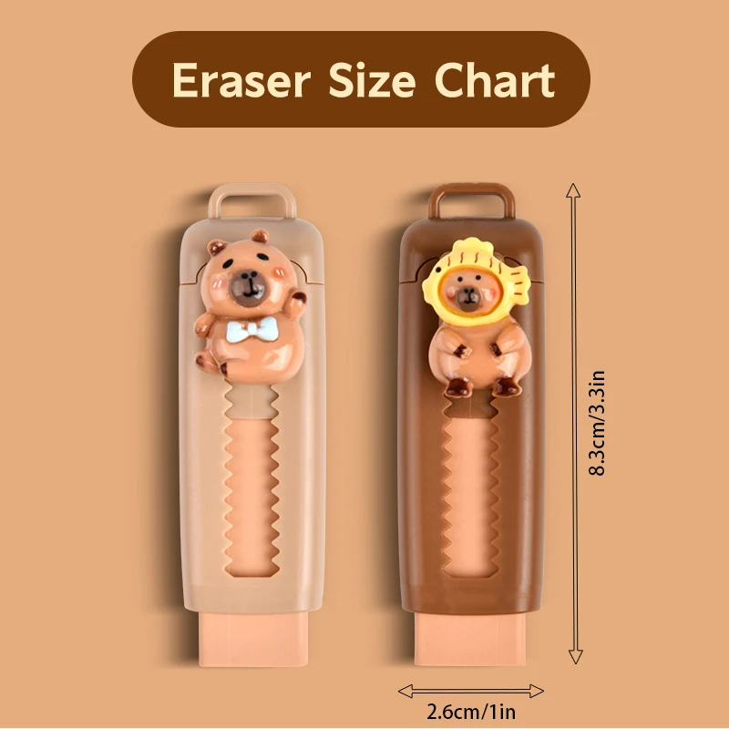 Kawaii Capybara Retractable ยางยางลบสีสุ่มน่ารักเกาหลีเครื่องเขียนอุปกรณ์สํานักงานโรงเรียนสําหรับ Back To School
