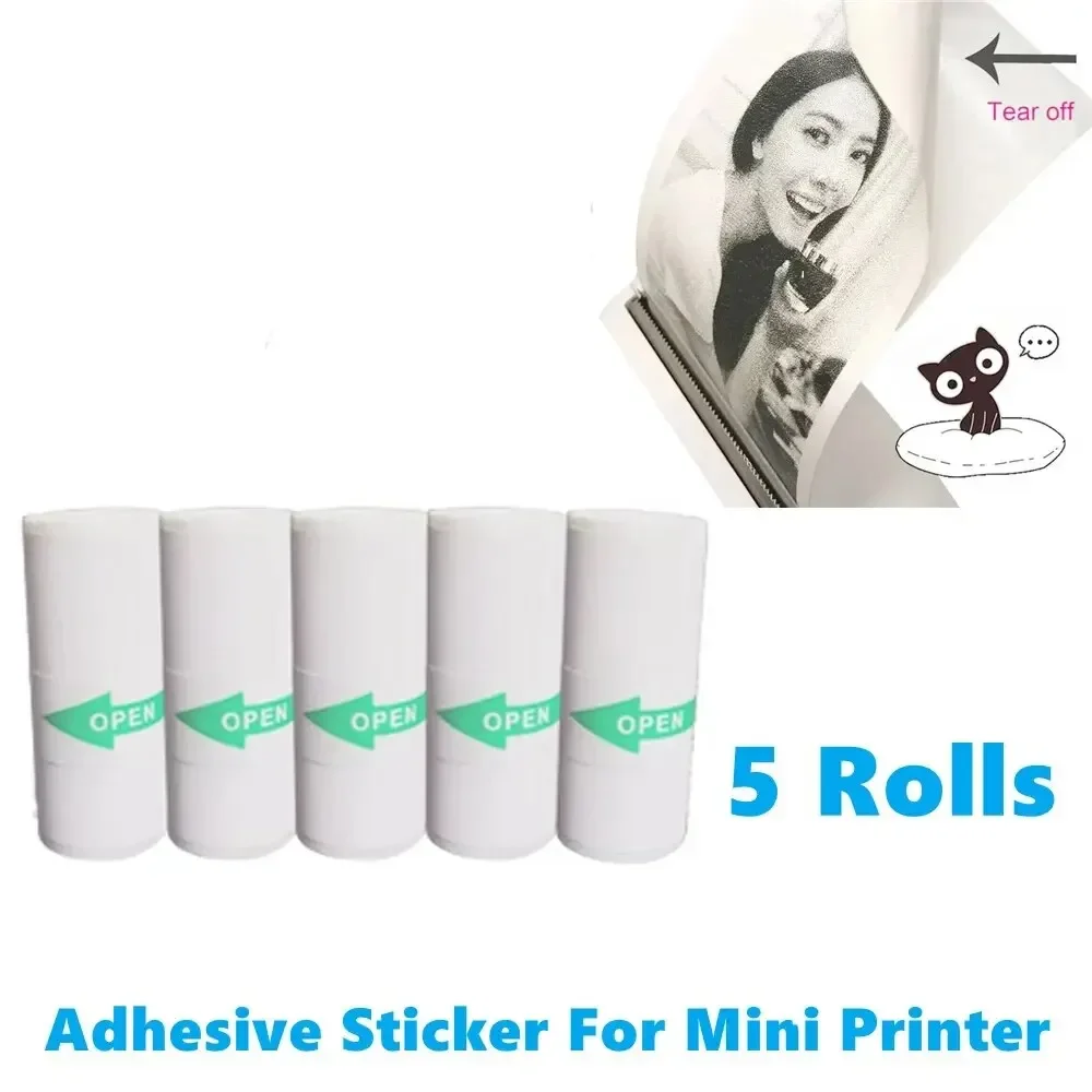Autocollant adhésif thermique Peripage, 5 rouleaux de 10 ans, papier Photo pour chat mignon, Mini Paperang Memobird Poooli, fournitures d'imprimantes