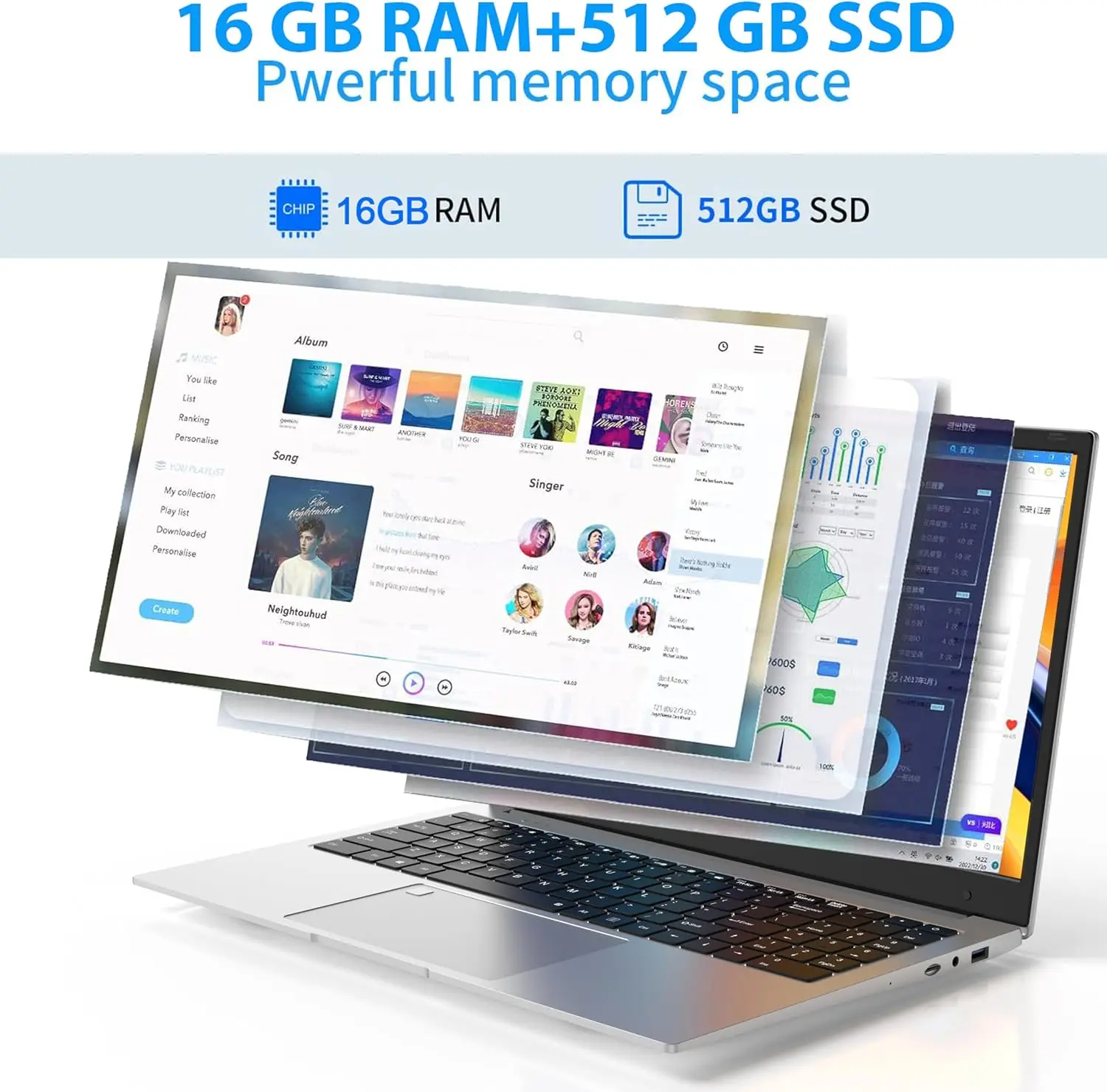 Computadora portátil con pantalla de 17,3 pulgadas Intel N5095 8GB 16GB RAM 256GB 512GB SSD windows 1600*900 Notebook Oficina Estudio Computadora PC