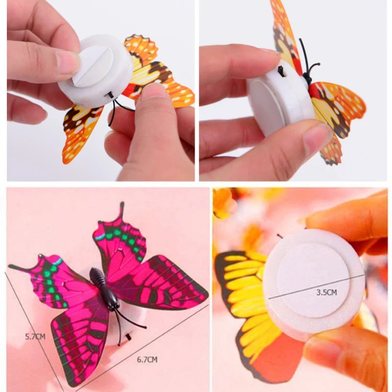 Ranpo Hot Butterfly Night Light Kreatywne Zabawne Kolorowe Świecące Światło Motylkowe Przyklejane Diy LED Domowe Dekoracyjne Lampy Ścienne