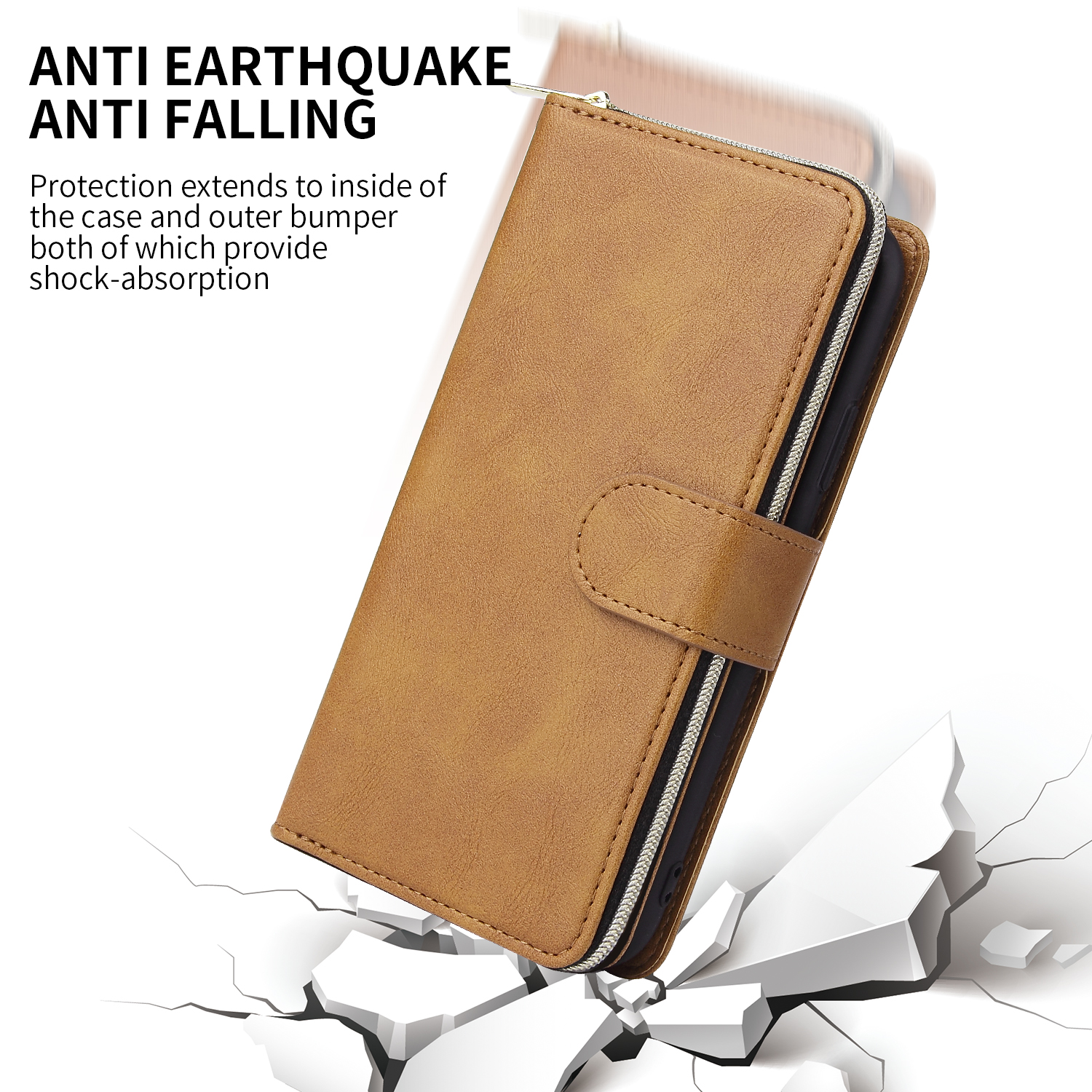 Untuk Blackview BV9100/BV9600/BV9600Pro/A60/A60 PRO/A80/A80S/A80 PRO/A70/A90/A100 Casing Pelindung Dompet Kulit Ritsleting Ultra Tipis