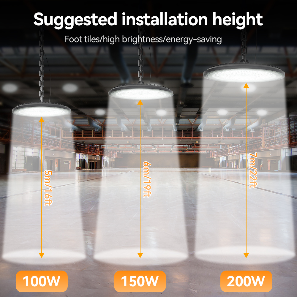 Iluminación LED Industrial, lámpara impermeable IP65, 100W, 200W, 100-265V, para garaje, gimnasio, almacén de fábrica, reflector OVNI