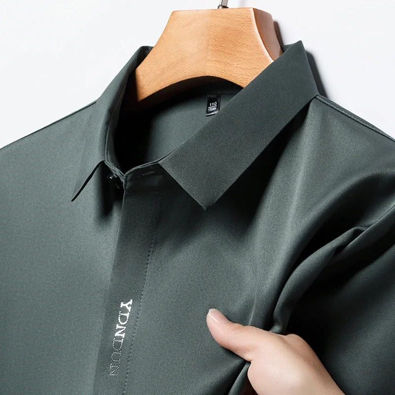 Nuova camicia da uomo Casual a maniche corte in tinta unita resistente alle rughe senza rughe confortevole per tutte le stagioni Versatile Top