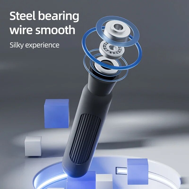 Corda de pular, cordas de aço de comprimento ajustável com rolamentos de esferas, adequada para homens e mulheres, corda de pular de exercício para perda de peso