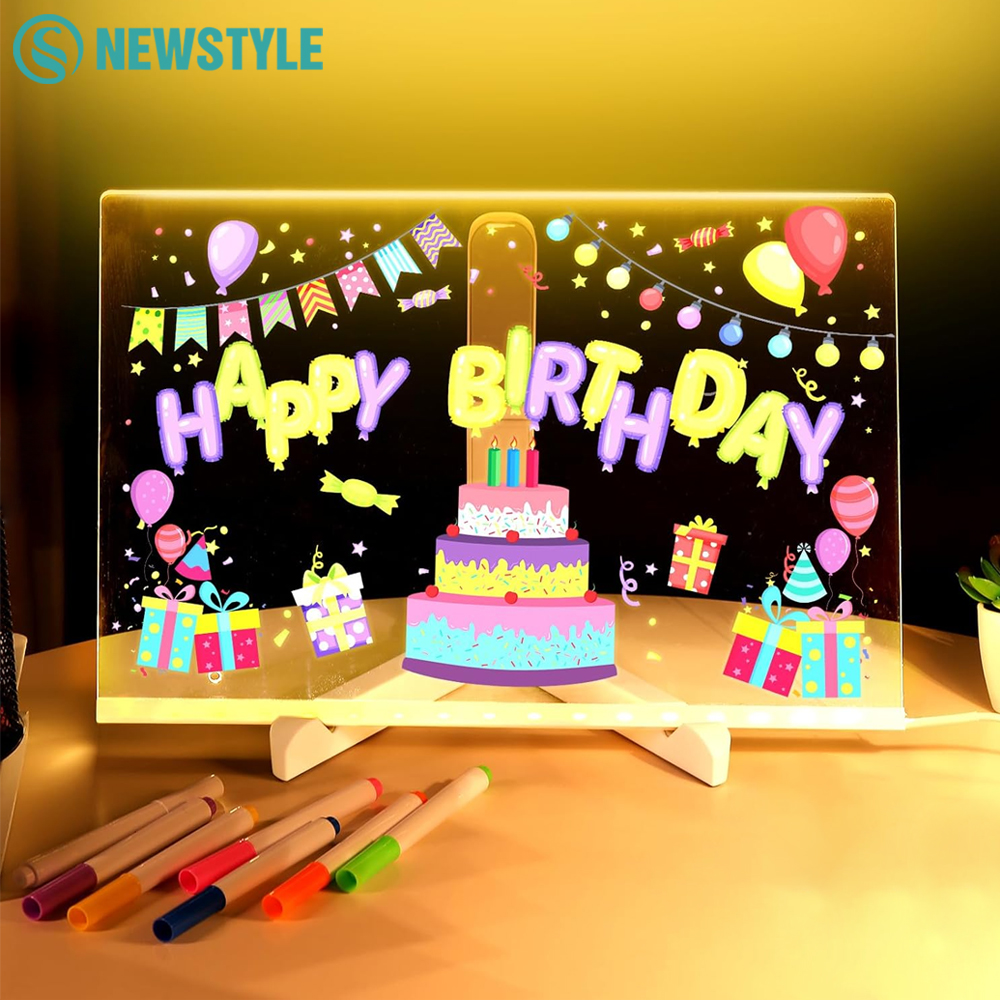 DIY Acrylic Board With Night Light 7 Colors Pens Led Note Board for Kids LED Writing Board LED Drawing Board