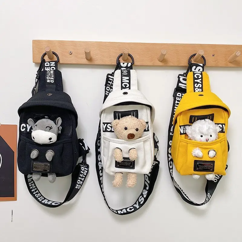 Bolsa Transversal de Pelúcia de Cordeiro e Vaca em Estilo Coreano, Bolsa de Ombro Casual para Mulheres com Zíper