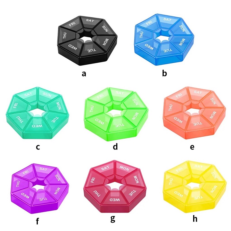 Wekelijkse 7-daagse pillenorganizer Draagbare reispillendoos Multifunctionele kleine medicijnkoffer Zwart