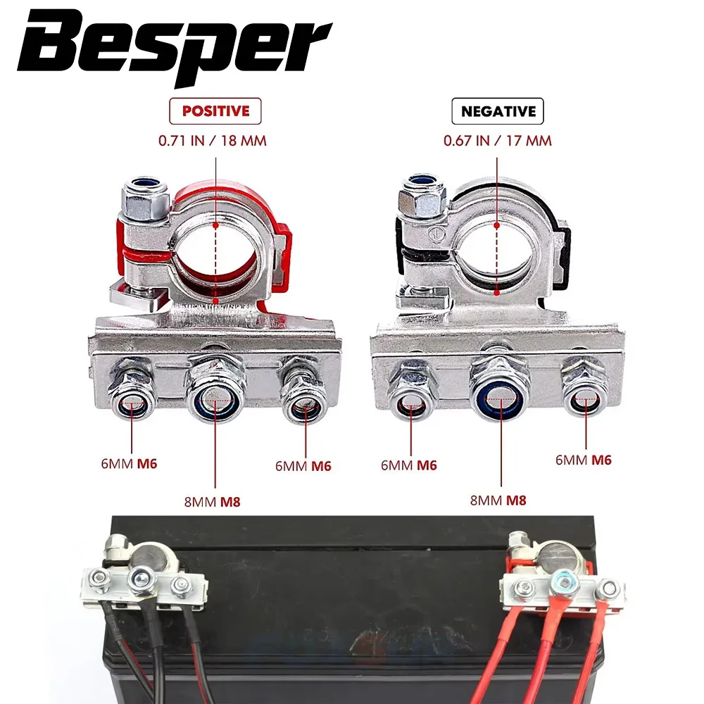 1 Paar Auto-Batterieklemmen mit oberer Pfosten, 12 V, 24 V, Kabelklemmen-Anschlussklemmen für Auto, Wohnwagen, Boot, Motorrad, Auto