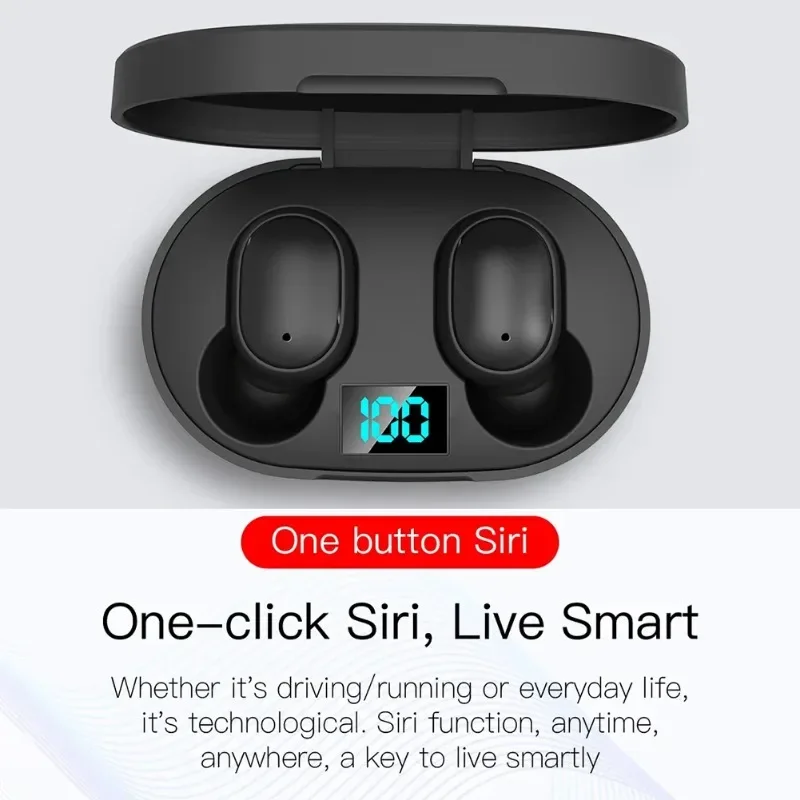 E6S Fones de ouvido sem fio com cancelamento de ruído Fones de ouvido estéreo intra-auriculares à prova d'água com display LED Estojo de carregamento