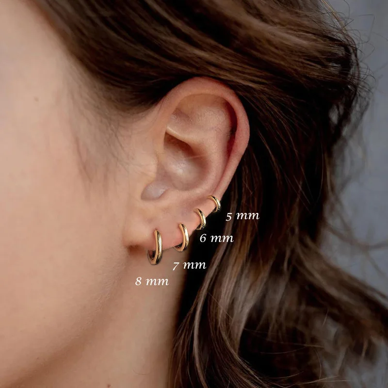1 쌍 스테인레스 스틸 후프 귀걸이 여성 남성 골드 컬러 작은 귀걸이 소녀 쥬얼리 Pendientes Mujer Aretes 연골 피어싱