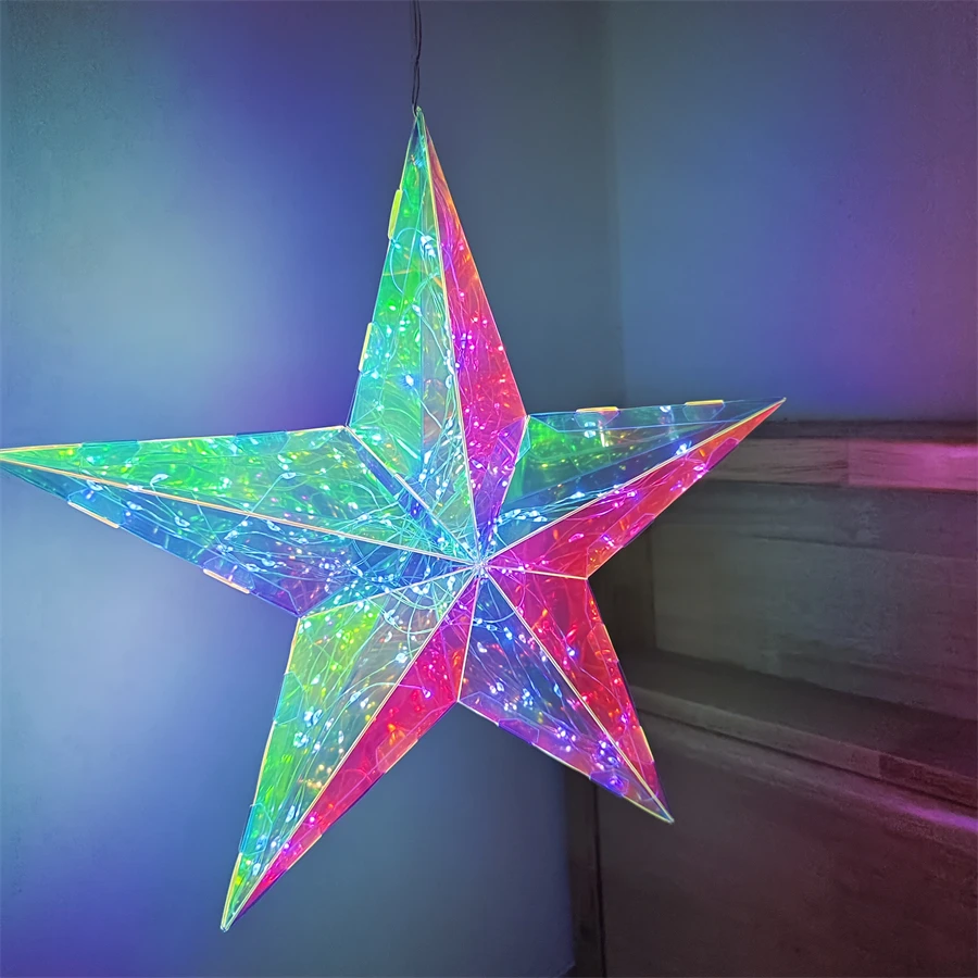 Luminous ประดิษฐ์ LED โคมไฟตกแต่ง FIVE-pointed Star Iridescent USB แขวนปาร์ตี้ Xmas ตกแต่งเพดานในร่ม