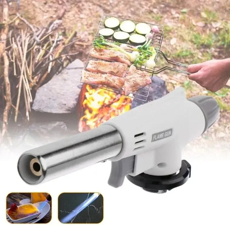 Outdoor Camping Gas Burner Gas Torch Flame Gun Welding Torch Cooking Flame Gun Blow for BBQ Camping Cooking