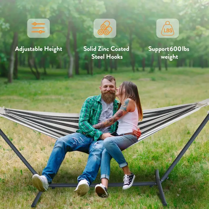 Gyroor Hammock with Adjustable Stand- Stylish Hammock Bed w/Storage Bag, 600lb Capacity