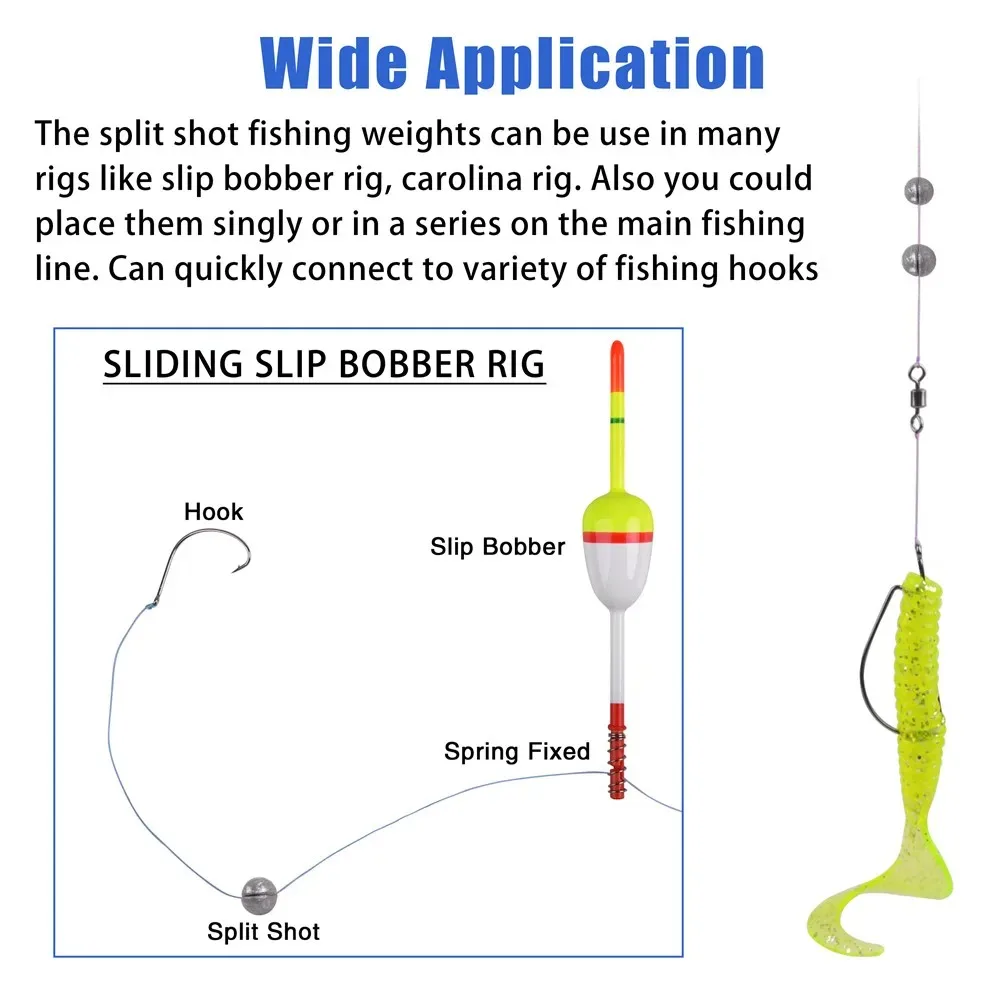 100 Gram 205 stks/doos Ronde split shot vissen gewichten Verwijderbare Vissen Sinkers Vissen Jig rig Accessoires Apparatuur