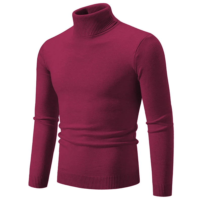 Nowe zimowe grube męskie swetry z golfem Casual Turtle Neck Solid Color Quality Warm Slim Turtleneck Sweaters Pullover Men