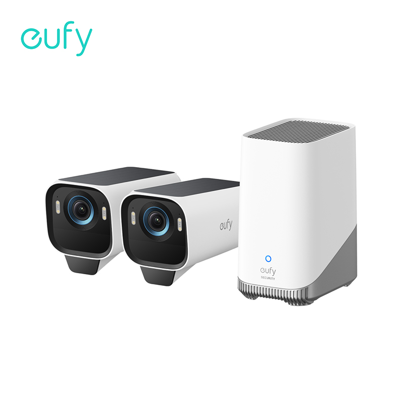 eufyCam S3 Pro Kit de 2 Câmeras Câmera Solar Externa Sem Fio MaxColor Visão Noturna 4K Câmera de Segurança com Painel Solar Forever Power