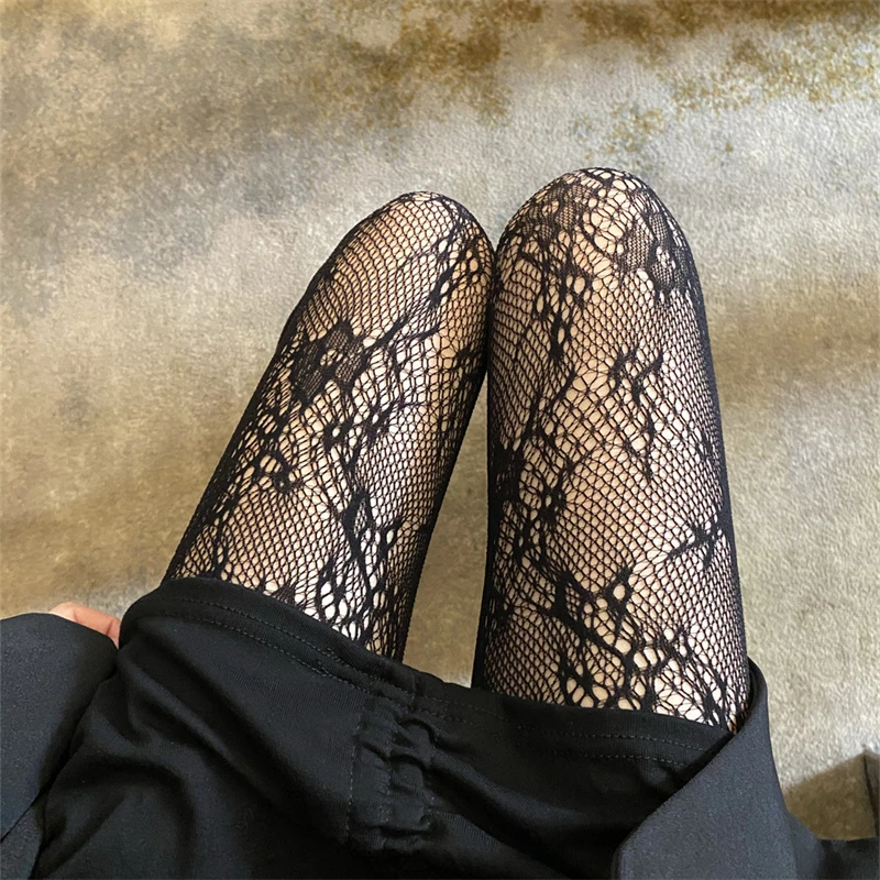 Medias sexis de ratán para mujer, medias de flores antienganches para fiesta y Club, Medias de red de pescado, pantimedias de encaje de malla de rejilla