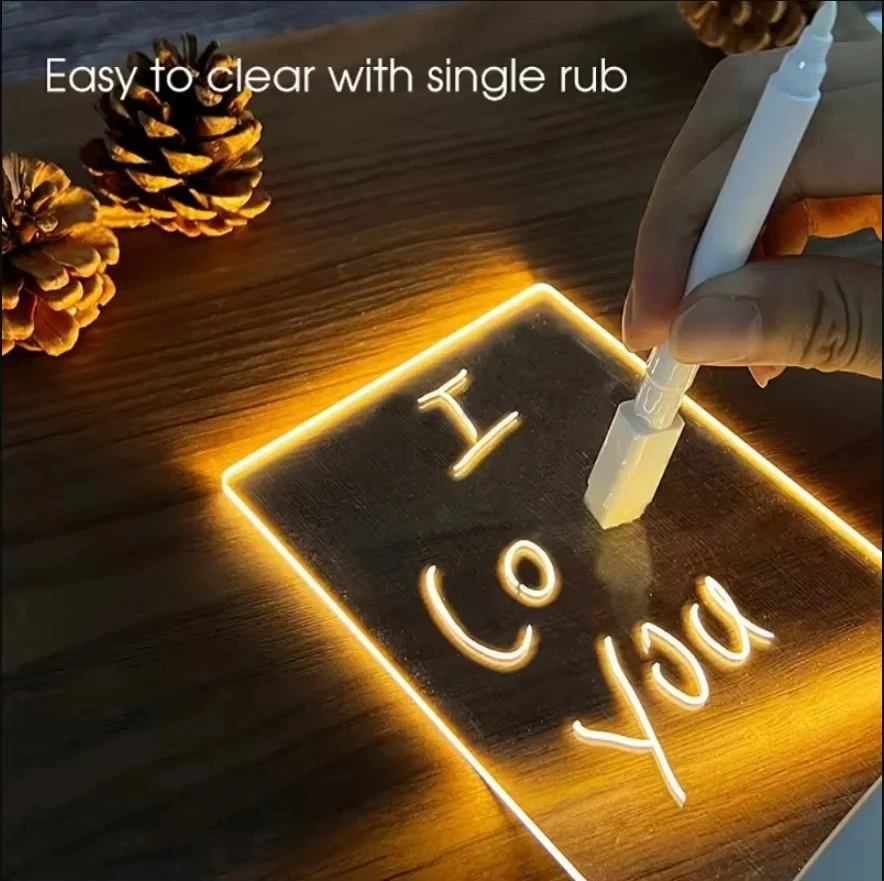 Ręcznie pisana tablica LED Lampka nocna USB Akumulator Ciepłe światło Prezent dla dziewczyny dla dzieci Dekoracja domu Lampa z notatnikiem z możliwością ponownego zapisu ​
