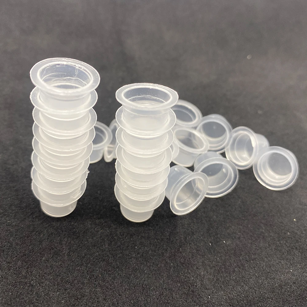 100Pcs Tattoo Ink Cup Cap Plastic Microblading Pigment Clear Holder Container S/M/L Size For Needle Tip Grip Power Supply