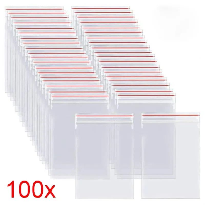 100 Cái/gói Tự Cói Nhựa Trong Poly Túi Có Thể Thu Hồi Lại Được Khóa Zip Túi Bảo Quản Thực Phẩm Gói Reclosable Hút Chân Không Fresh Túi