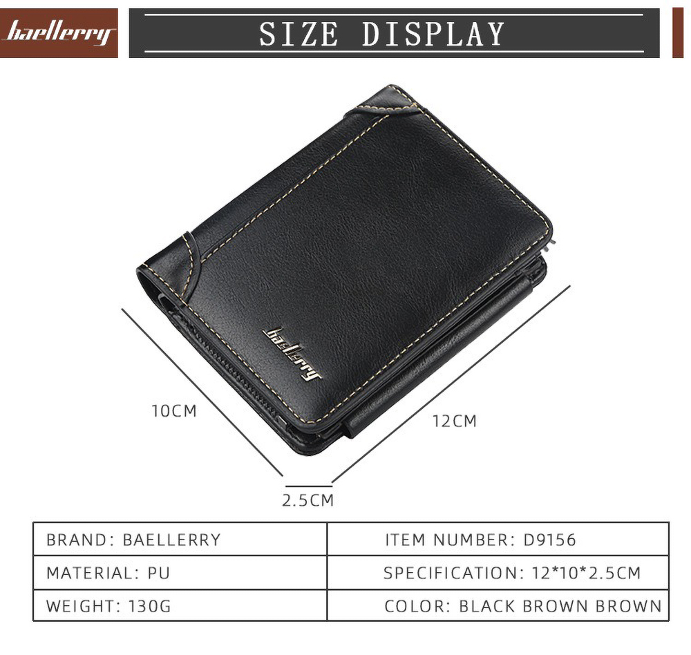 Baellerry Cartera corta para hombre de piel sintética personalizada con bloqueo RfID en relieve bolsillo frontal regalo