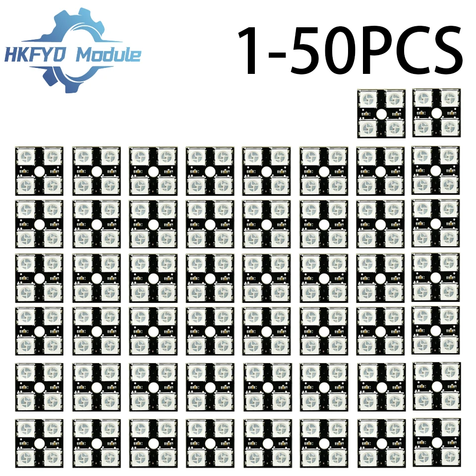 1-50PCS WS2812 4-Bit RGB LED Panel módulo 4 canales 5050 todo Color de la placa de la lámpara para Arduino, DC 5V iluminación inteligente