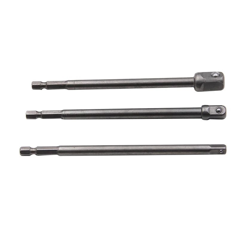 3pc 150mm adaptador parafuso elétrico 1/2 driver cabeça quadrada 3/8 hexagonal 1/4 adaptador estendido ferramenta conjunto de acessórios