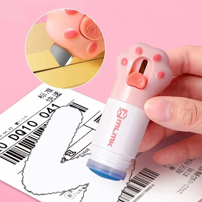 Katzenpfoten-Thermopapier-Korrekturflüssigkeit mit Messer, Paketbox, Öffner, Zuhause, Anti-Peep, Identitätsinformationen, Sichtschutz, Radiergummi