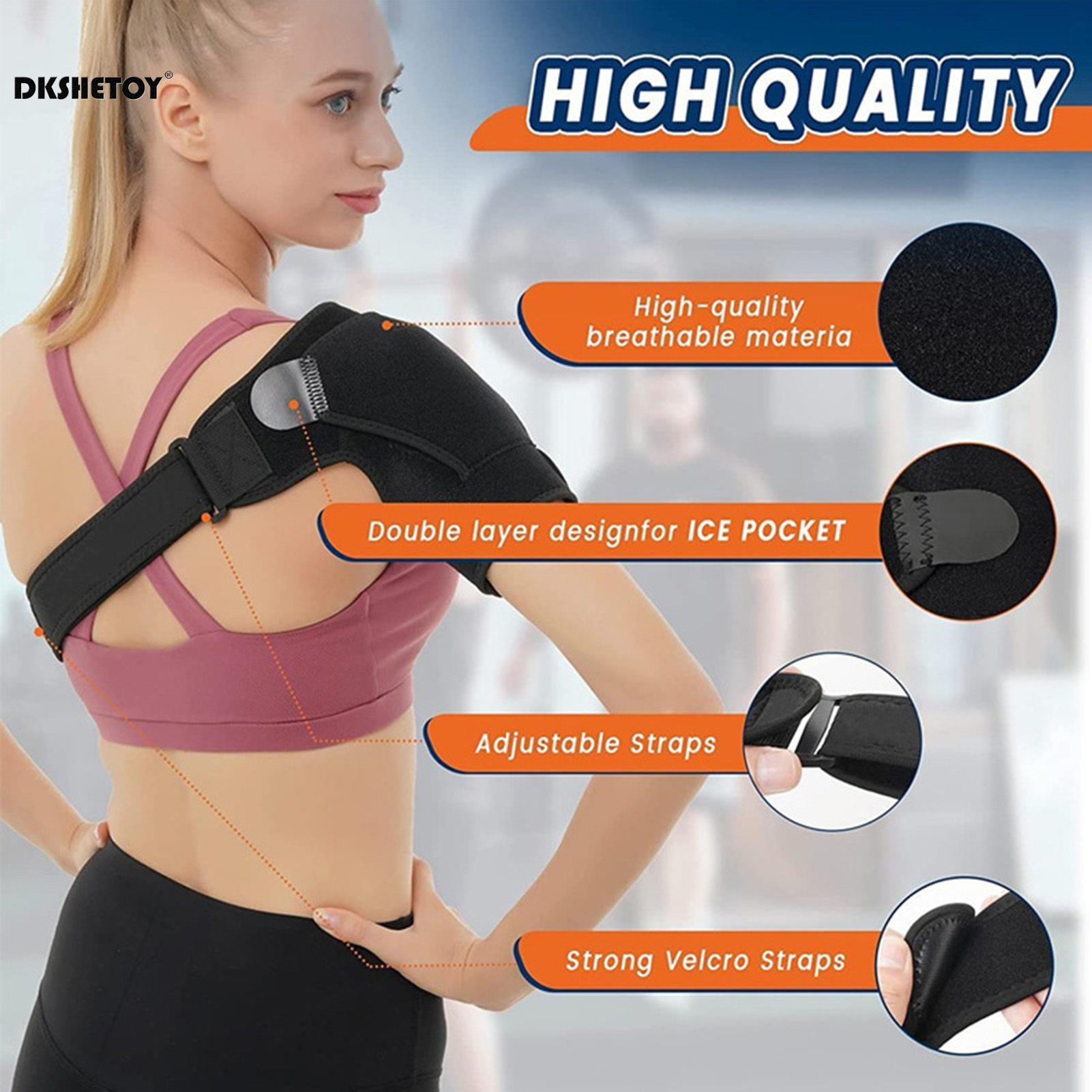 shoulder support orthopedic Adjustable Brace Gym Sports Care pain relief Guard Strap Wrap Belt Band Pads Black Bandage corrector