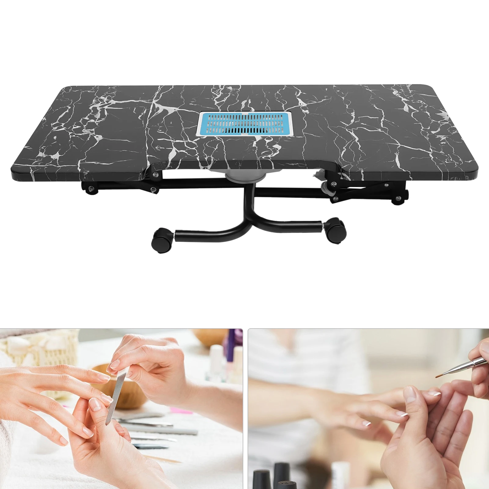 Tragbarer Nageltisch mit Klappfunktion, Nagelkunst-Schreibtisch für Techniker, sowohl Salon als auch für zu Hause, Nagelkunst-Schreibtisch, Staubsammler-Ventilator
