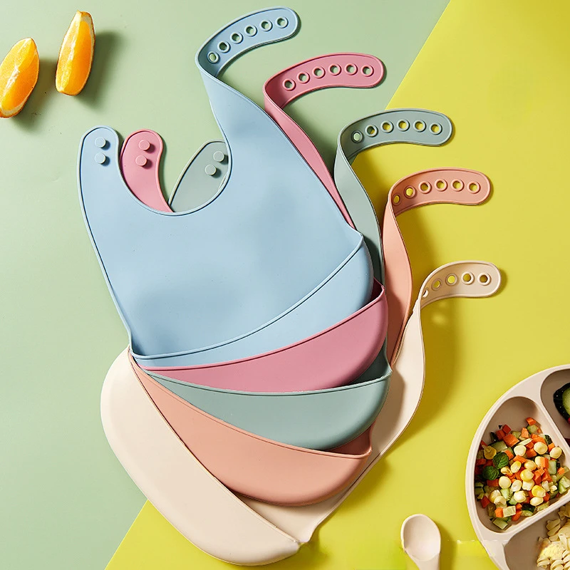 Babero para bebé, Baberos impermeables ajustables, silicona comestible suave para bebés, toalla para goteo de Saliva para recién nacidos, bufanda para niños sin BPA