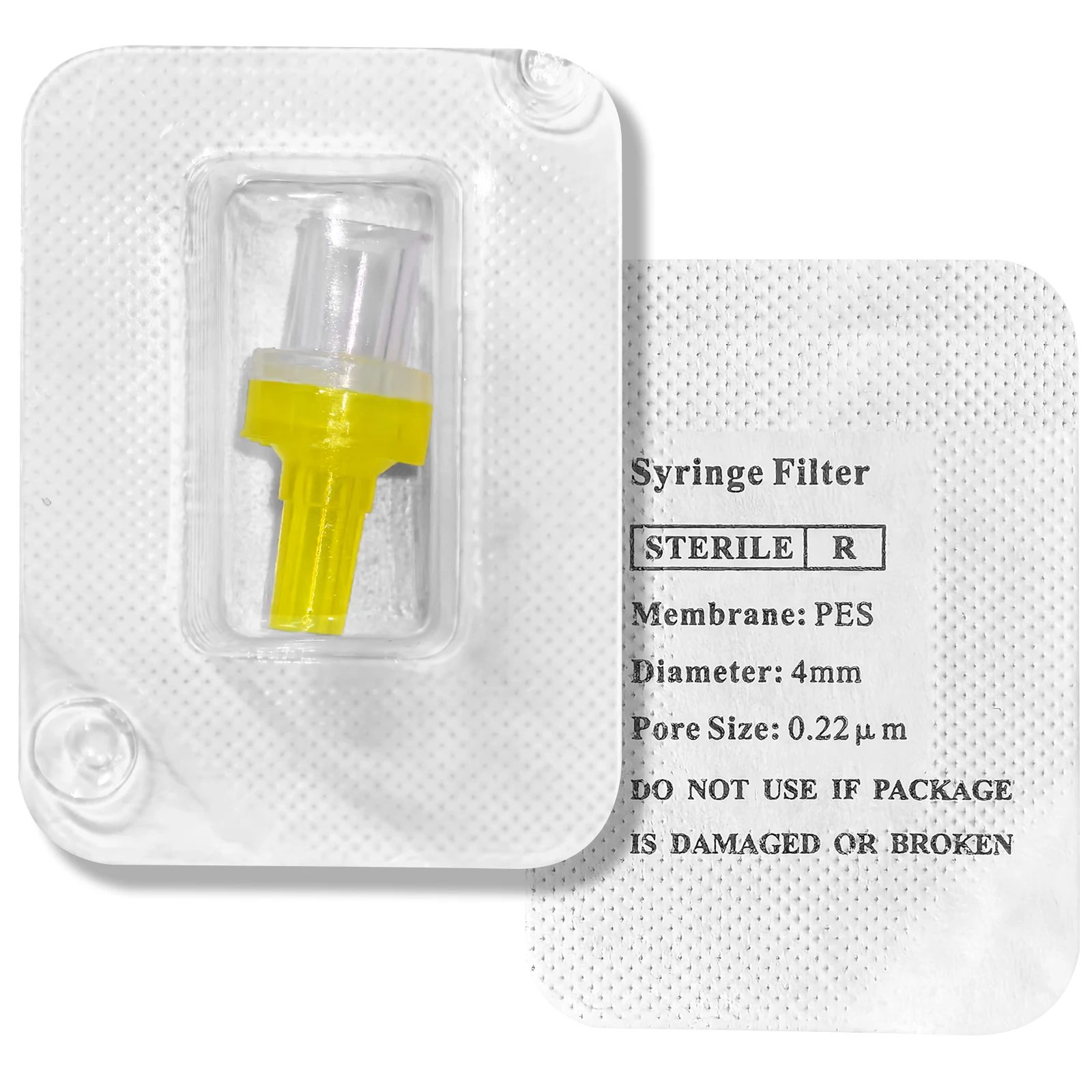 Sterylny hydrofilowy filtr strzykawkowy, membrana PES o rozmiarze porów 0,22 μm, średnica 4 mm, 10 sztuk/25 sztuk/100 sztuk pakowanych pojedynczo przez Ks-Tek
