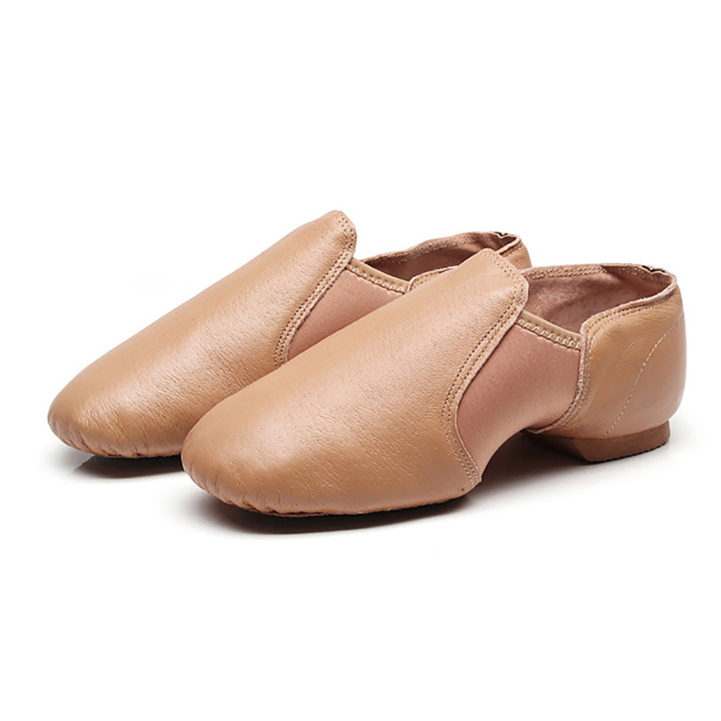 USHINE 24-44 zapatos de baile de Jazz de cuero genuino Tan negro suela antideslizante zapatos de Jazz adultos zapatillas de baile para niños niñas mujeres