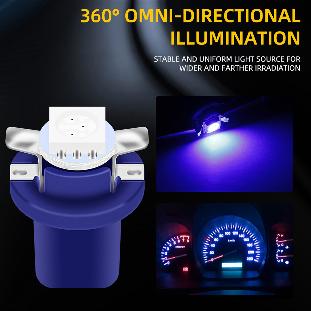 10 ชิ้นไฟรถ 5050 Gauge LED หลอดไฟแดชบอร์ดด้านข้างภายใน Dash ไฟ T5 B8.5D 1SMD รถอุปกรณ์เสริมสีขาวสีฟ้า