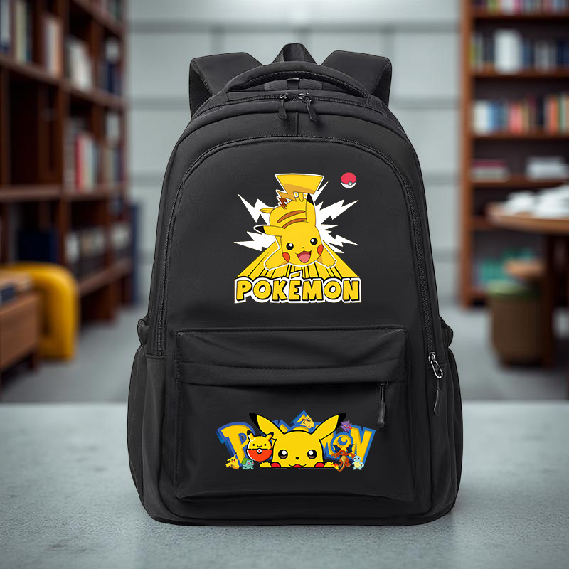 Pikachu Print Backpack, Lightweight with Adjustable Straps, Spacious Compartments for Back to School and Daily Commute Use
