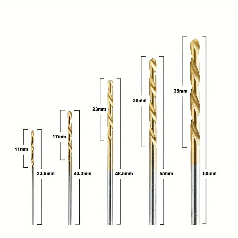 Juego de brocas helicoidales de vástago recto, acero de alta velocidad recubierto de titanio, cortador de aluminio, plástico y madera HHS, herramienta para carpintería, 50 Uds.