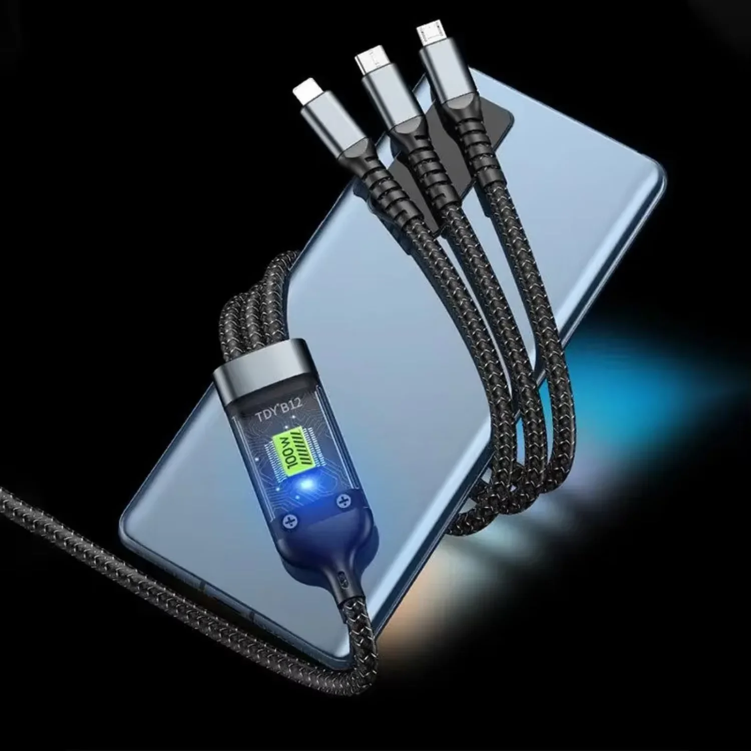 3-in-1 100W 超高速充電ケーブルコード（携帯電話用）