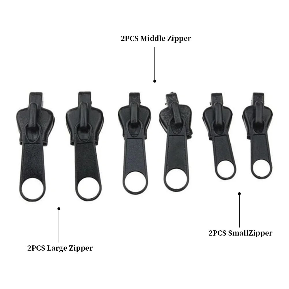 Universal Instant Fix Zipper Repair Kit, Substituição Zip Slider, Dentes Resgate, Costura Saco De Roupas, Zippers Ferramenta Acessórios, 3 Tamanhos