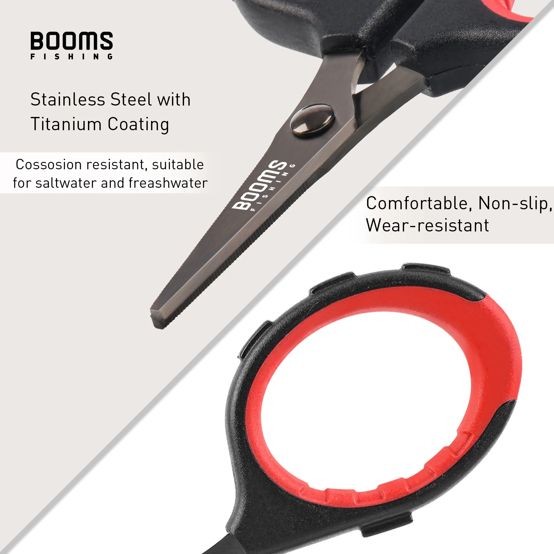 Booms Fishing S05 Braid Wire forbici acciaio inossidabile rivestimento in titanio antiruggine manico antiscivolo Sharp Fish Line Cutter Tools