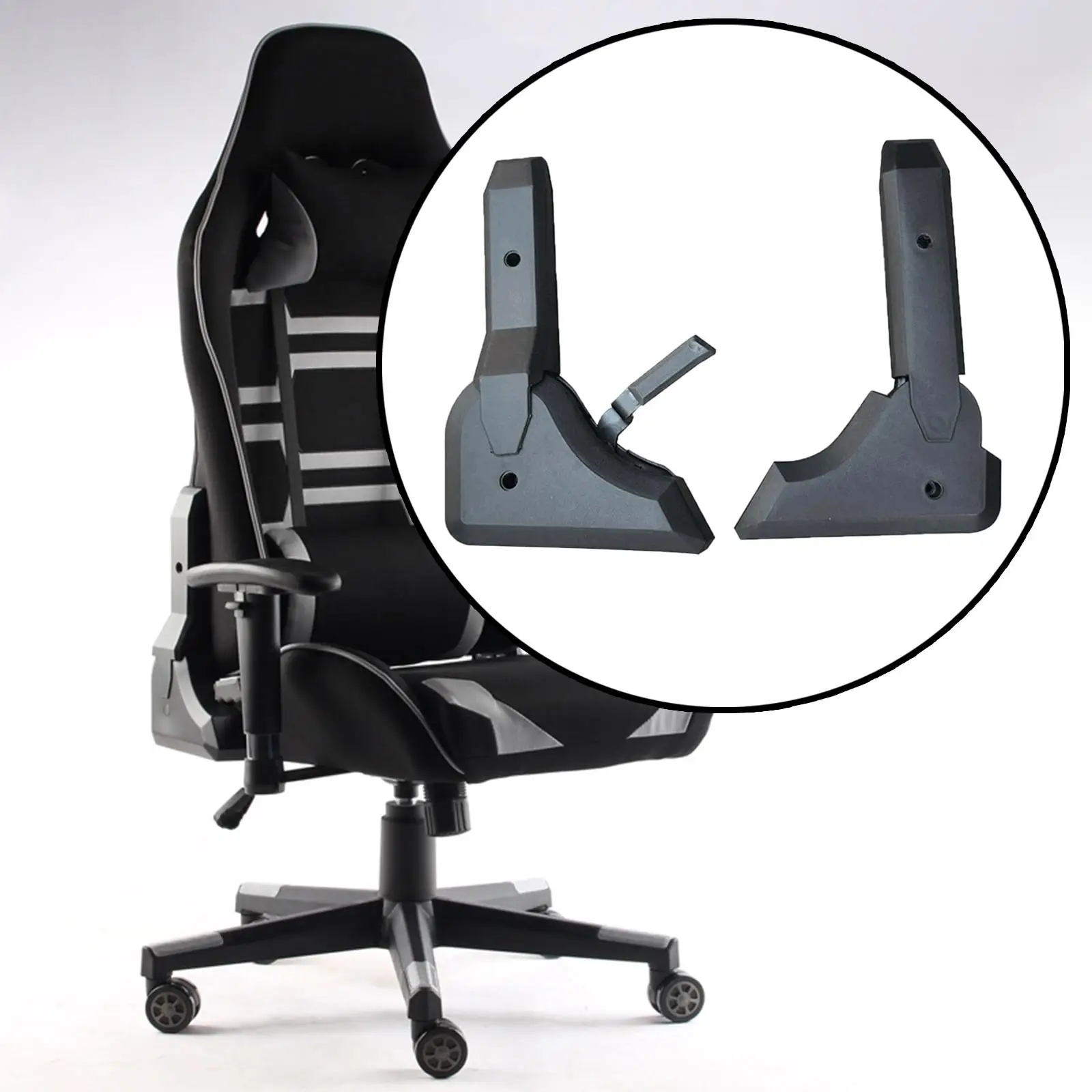 2 pezzi in pelle PU sedia da gioco regolatore dell'angolo di 180 gradi montaggio regolatore multiangolo resistente per pezzi di ricambio per sedie da ufficio accessori